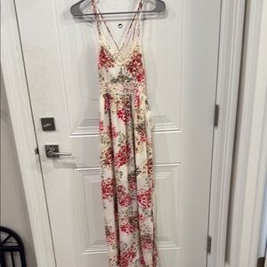 Altar'd State Floral Maxi Dress - Cream and Red